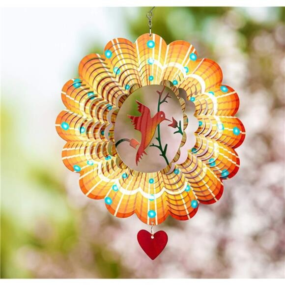 Wind Spinner - 12-Inch 3D Stainless Steel Lovebird Design - Picture 6 of 14